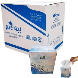 PURE FACIAL TISSUE, 100SHEETS, 13X11.2X11.2CM