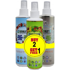 Ecolyte+ All in one Bundle ( 250 ml, 3pcs ) Buy Two get one Free | Multi Surface Disinfectant | Fruit and vegetable Disinfectant | Meat and Seafood Disinfectant | Complete Natural Disinfectant Bundle