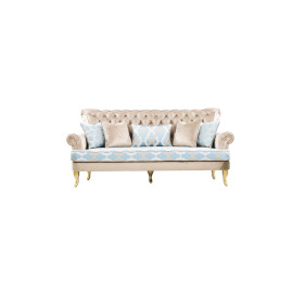 Modern Style, Elegant and Durable Sofa (3-Seater, Design10, Beige+Light Blue)