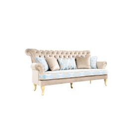 Modern Style, Elegant and Durable Sofa (3-Seater, Design10, Beige+Light Blue)