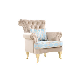 Modern Style, Elegant and Durable Sofa (1 Seater, Design10, Beige+Light Blue)