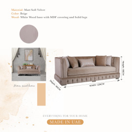 Modern Style, Elegant and Durable Sofa (3-Seater, Design11, Beige)