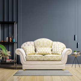 Modern Style, Elegant and Durable Sofa (2-Seater, Design12, Beige+Light Green)