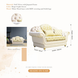 Modern Style, Elegant and Durable Sofa (2-Seater, Design12, Beige+Light Green)