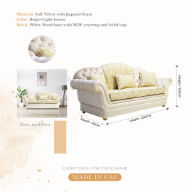 Modern Style, Elegant and Durable Sofa (3-Seater, Design12, Beige+Light Green)