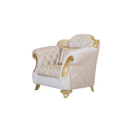 Modern Style, Elegant and Durable Sofa (1 Seater, Design16, Beige+Gold)