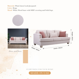 Modern Style, Elegant and Durable Sofa (3-Seater, Design5, Beige)