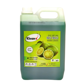 KLEAN-X DISH WASH LIQUID GREEN LEMON 5 LTR ( 4 Pieces Per Box )