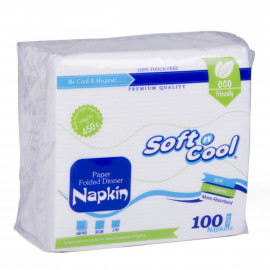 SOFT N COOL PAPER FOLDED DINNER NAPKIN 30 CM1 PLY 100 PIECES (40 PACKETS PER CARTON)