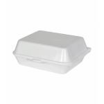 FOAM LUNCH BOX WITH HINGED LID WHITE 240X200X90MILLIMETER (250 Pieces Per Carton)