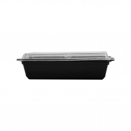 BLACK BASE RECTANGULAR 3-COMPARTMENT CONTAINER BASE WITH LID (300 PIECES PER CARTON)