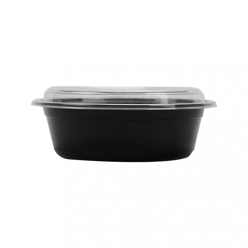 BLACK BASE ROUND CONTAINER 32 OZ BASE WITH LID (300 PIECES PER CARTON)