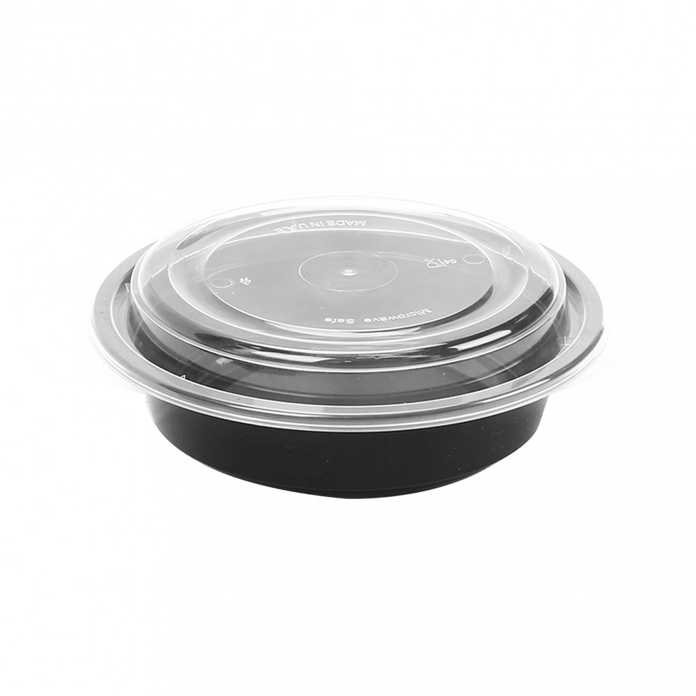 BLACK BASE ROUND CONTAINER 16 OZ BASE WITH LID (300 PIECES PER CARTON)