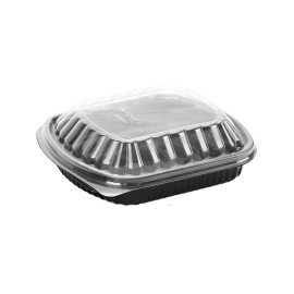 BLACK BASE RECTANGULAR 1-COMPARTMENT CONTAINER BASE WITH LID (250 PIECES PER CARTON)