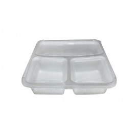 MICROWAVE CONTAINER 3 COMPARTMENT WITH LID (150 PIECES PER CARTON)