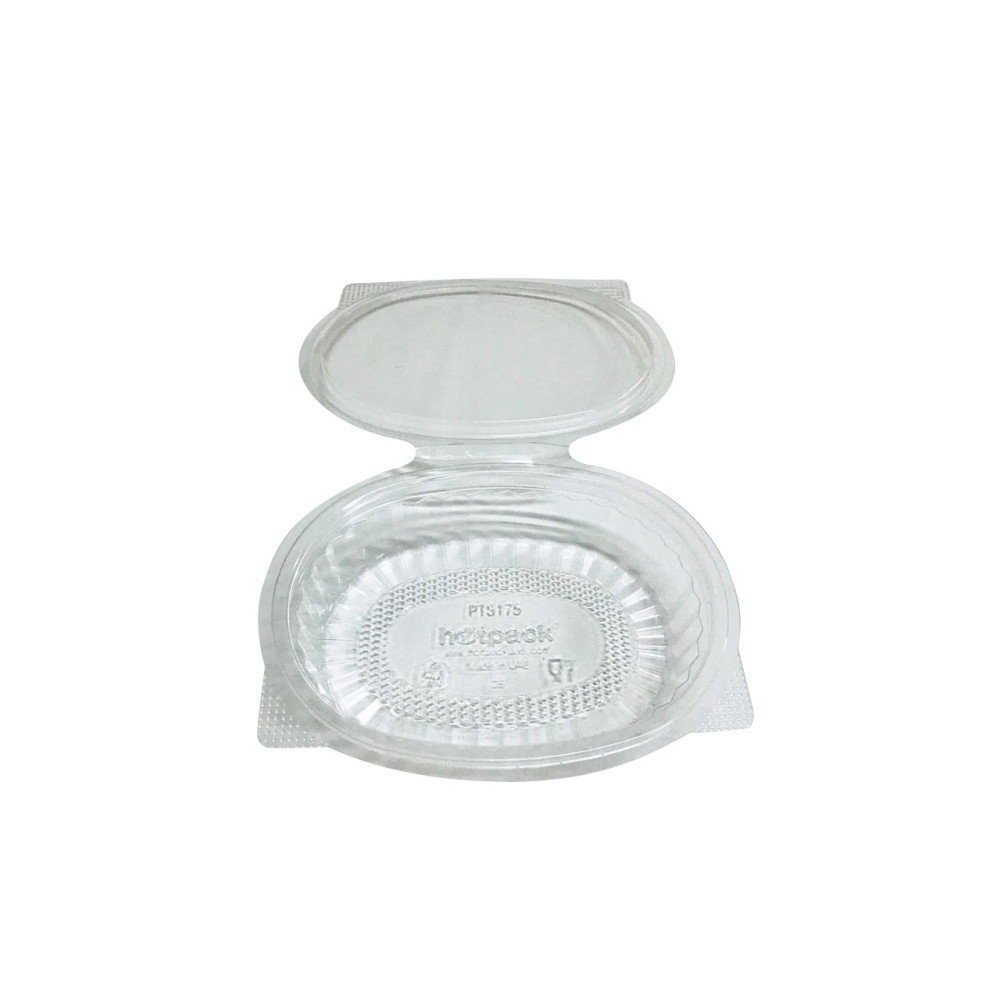 CLEAR OVAL CONTAINER 350 ML WITH HINGED LID (500 PIECES PER CARTON)