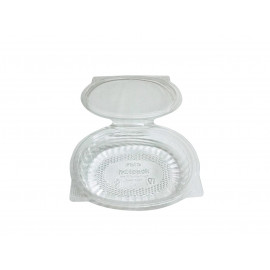 CLEAR OVAL CONTAINER 500 ML WITH HINGED LID (500 PIECES PER CARTON)