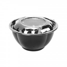BLACK BASE ROUND SALAD BOWL 24 OZ BASE WITH LID (300 PIECES PER CARTON)