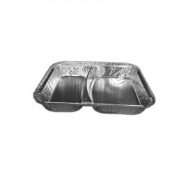 ALUMINIUM CONTAINER 2 COMPARTMENT BASE WITH LID 226X177X29MM (500 PIECES PER CARTON)