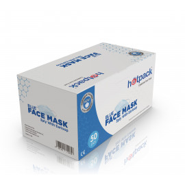 BLUE FACE MASK WITH EAR LOOP 3 PLY (50 PIECES X 1 PACKET)