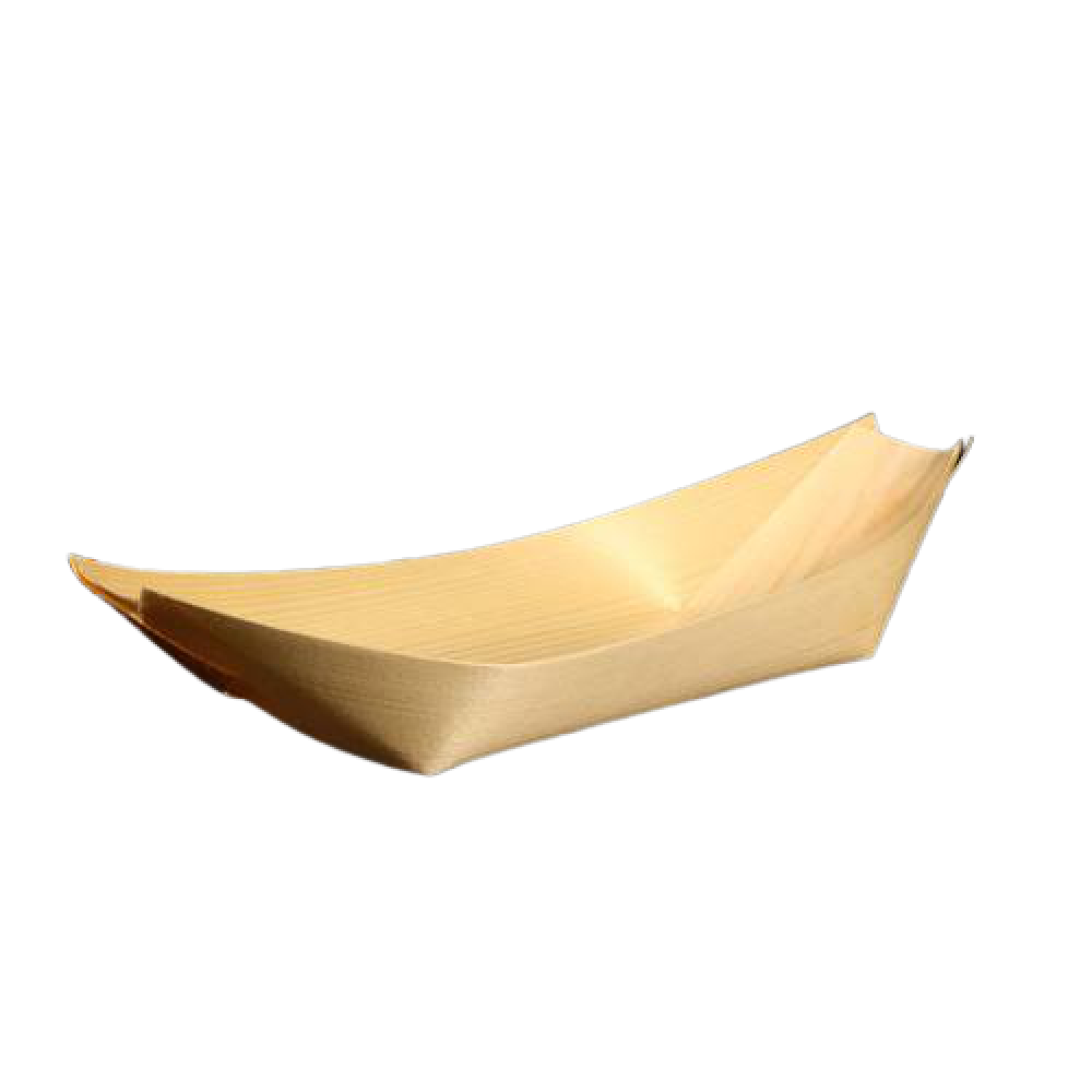 DISPOSABLE WOODEN BOAT TRAY 220 X 115 MM (500 PIECES PE CARTON)