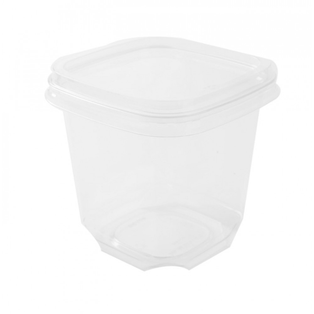 DELI CONTAINER WITH LID FLAT SQUARE 24OZ - PET | 500 PIECES