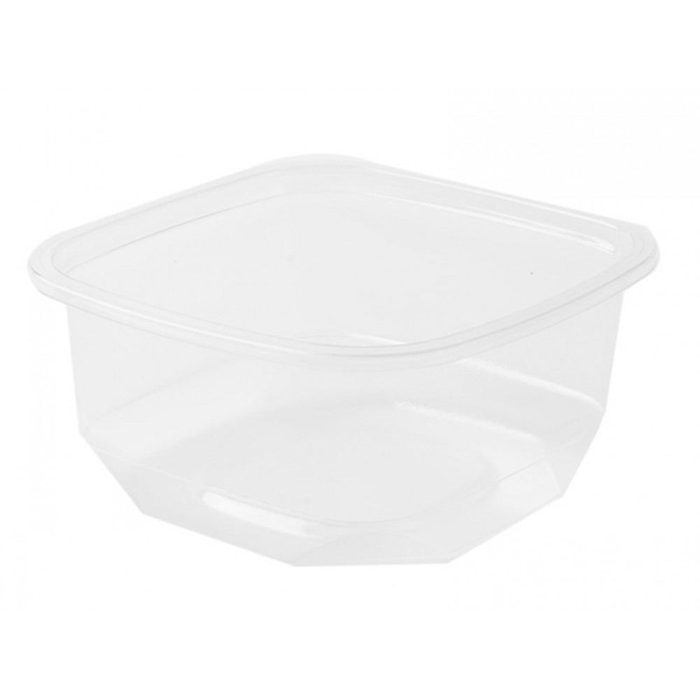 DELI CONTAINER WITH LID FLAT SQUARE 12OZ - PET| 500 PIECES
