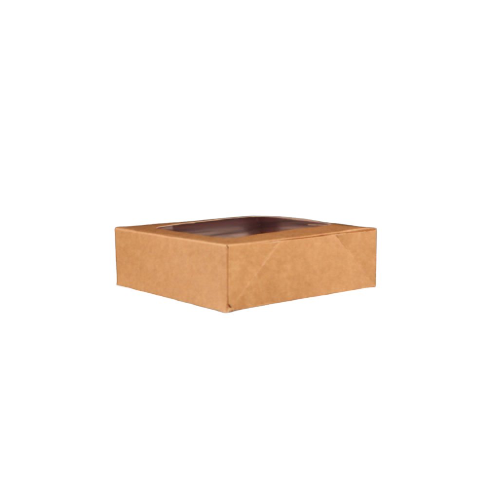 KRAFT SQUARE SALAD BOX 105 X 105 MM WITH WINDOW (250 PIECES PER CARTON)