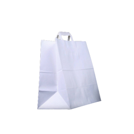 PAPER BAG WHITE FLAT HANDLE 26X10X36 CM (250 PIECES PER CARTON)