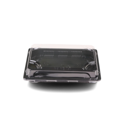 PIECE PLAIN SUSHI BLACK BOX WITH LID CLEAR (200 Pieces Per Carton)
