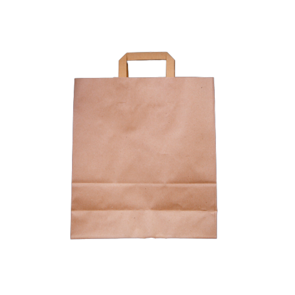 PAPER BAG BROWN FLAT HANDLE 26X10X36CM (250 PIECES PER CARTON)