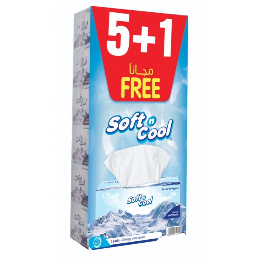 SOFT N COOL-TISSUE 200PULLS  OFFER PACK-30+6BOX EXTRA ( 5 + 1 X 6 )