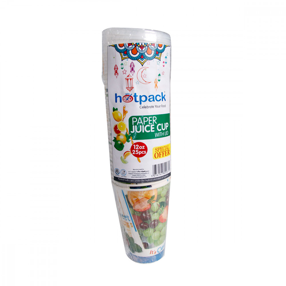 PAPER JUICE CUP + LID  25PIECES (20PKTS Per Carton)