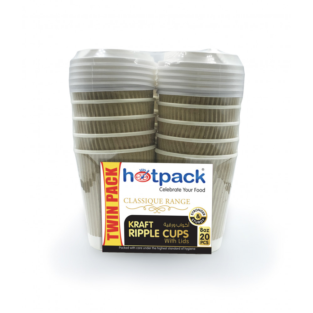 KRAFT PAPER CUP 8OZ TWINPACK 20 PIECES PACK ( 10 Packets Per Carton )