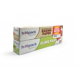 COMBO PACK CLING FILM WRAF 30CENTIMETER 300SQUARE FEET + BAKING PAPER 30CENTI METER 75SQUARE FEET (12 Packets Per Carton)
