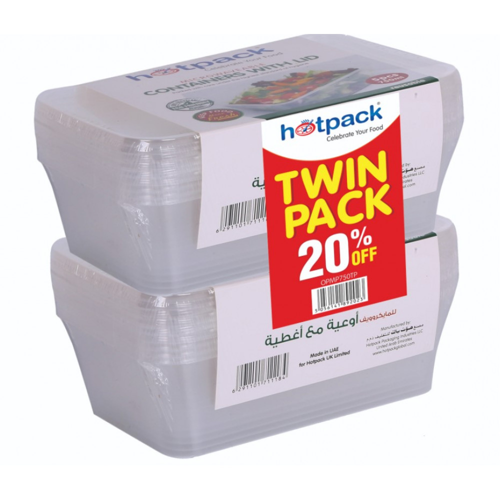 MICROWAVE CONTAINER 750CC+LID TWIN PACK OFFER (15PKT x 10PCS Per Carton)