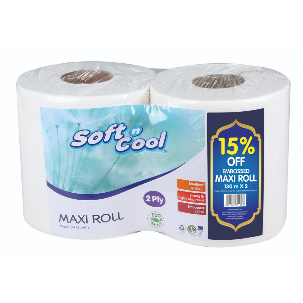 SOFT N COOL MAXI ROLL TWIN PACK 260 METER (2 Rolls x 3 Packs Per Carton)