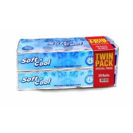 SOFT N COOL TOILET ROLL TWIN PACK 400 SHEETS x 2ply (20ROLLS X 5PKT)