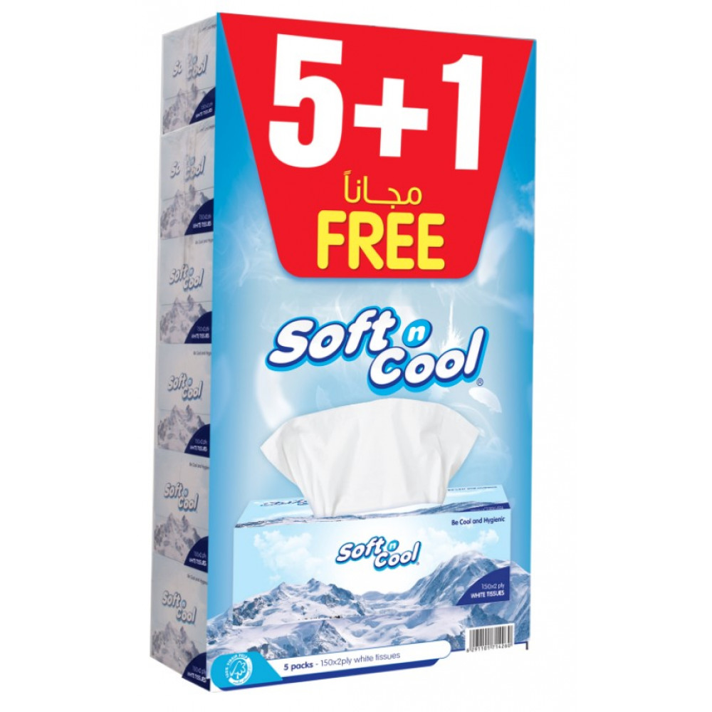 SOFT N COOL-TISSUE 150 PULLS OFFER PACK-30+6BOX EXTRA ( 5 + 1 X 6 )
