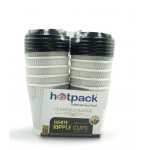 WHITE RIPPLE PAPER CUP WITH BLACK LID 12 OUNCE  - 10 PIECES ( 20 Pack Per Carton )