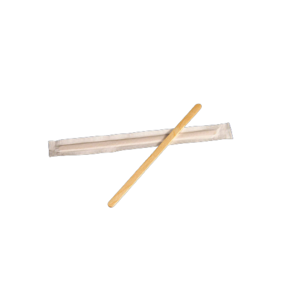 DISPOSABLE WOODEN WRAPPED COFFEE STIRRER 14 CM (5000 PIECES PER CARTON)