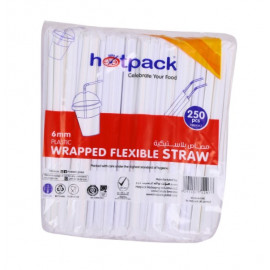 Flexible Straw 6mm, 250 Pieces Wrapped ( 40 Packs Per Carton )