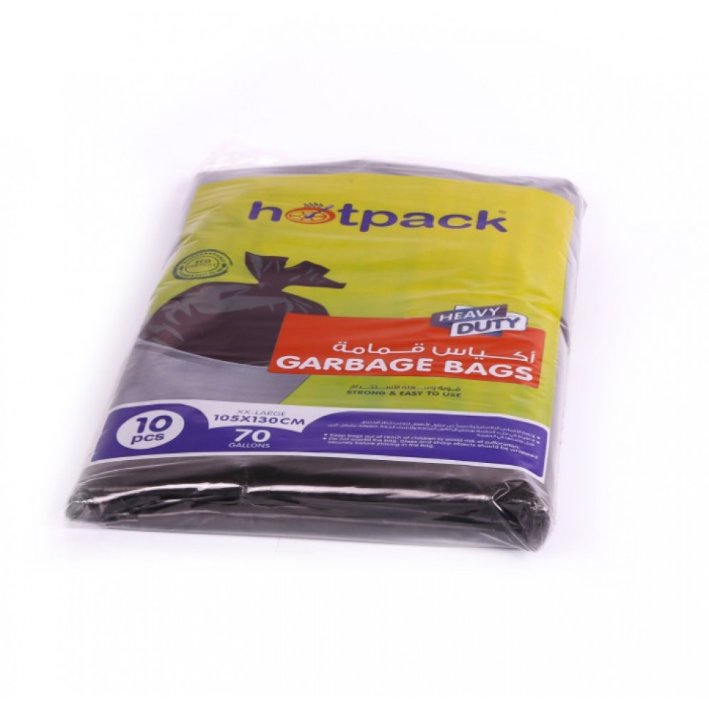 Hotpack-Garbage Bag 105*130cm-Heavy Duty- 70 Gallon 10 Pieces ( 15 Packs Per Carton )