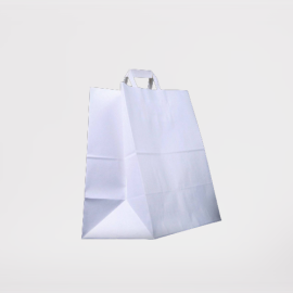 PAPER BAG WHITE FLAT HANDLE 32X12X35CM (250 PIECES PER CARTON)