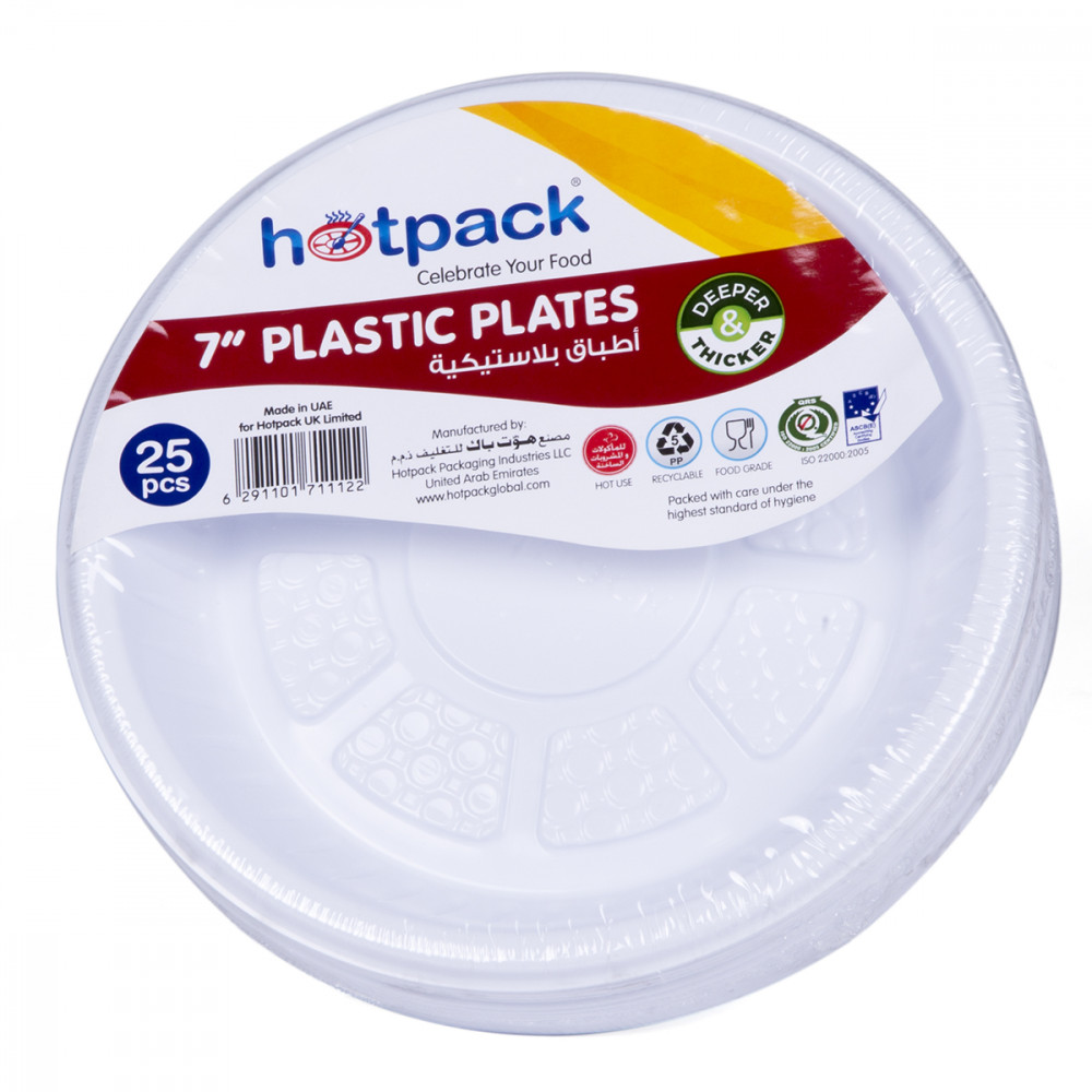Plastic Round Plate 7”– 25 Pieces ( 20 Packs Per Carton )