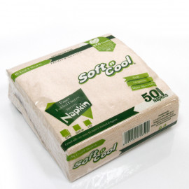 Soft n Cool-Brown Paper Dinner Napkin - 33 X 33 cm-50 Pieces ( 40 Packs Per Carton )
