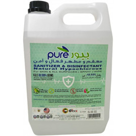 PURE NATURAL HYPOCHLOROUS SANITIZER & DISINFECTANT LIQUID, 5LTRS - SAFE ON ALL SURFACES (DM Approved)