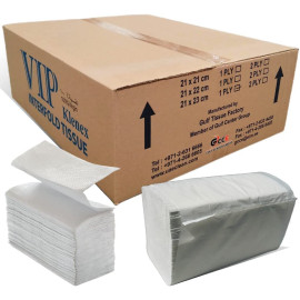 KLENEX Interfold Tissue Vip, 20PKT per Carton -150 Sheet, 34gsm, 1 Ply, 21cm X 23cm