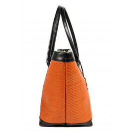 Kareema Goat Woven Leather Bag ( Orange )