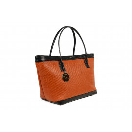 Kareema Goat Woven Leather Bag ( Orange )